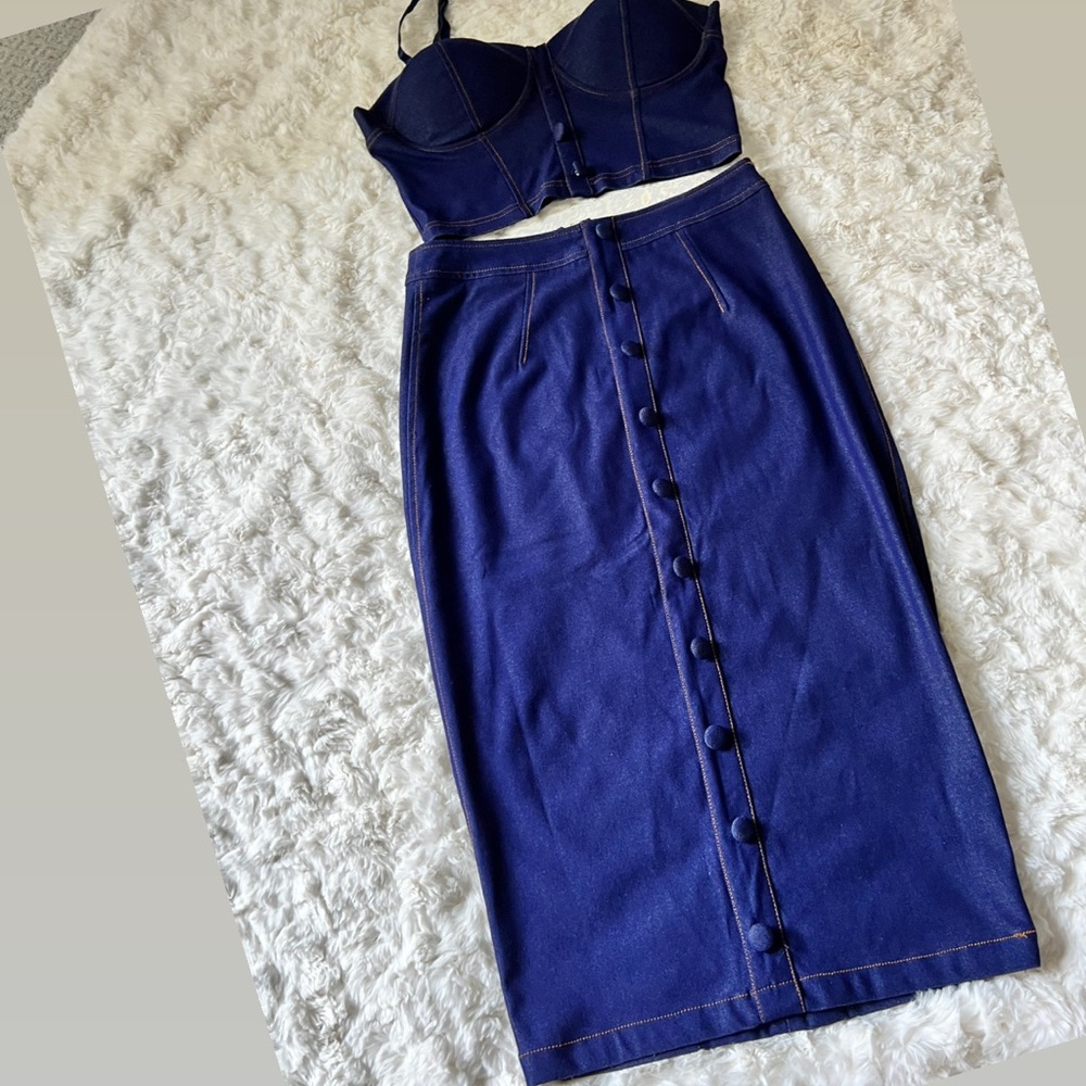 2 pc denim skirt set, Size M